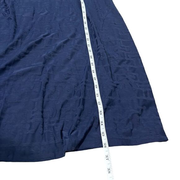 J.McLaughlin Textured Knit Jacquard Crew Neck Cap Sleeve Swing Dress Navy Blue - Picture 7 of 8